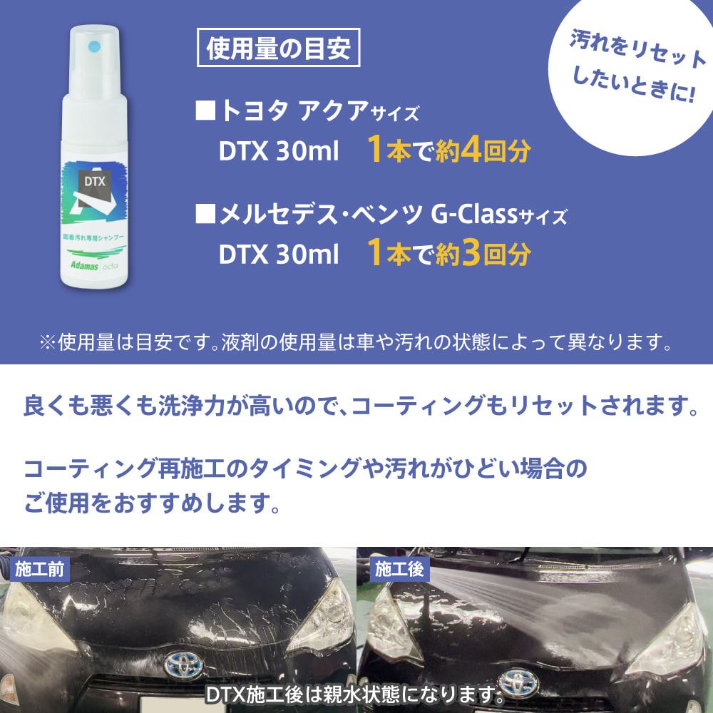 DTX detox 車 カーシャンプー 水垢 汚れ 虫の死骸 黄ばみ 除去